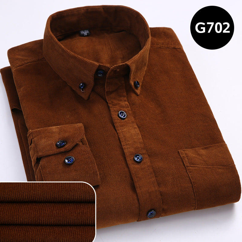 2026 Spring and Autumn New Men's Pure Cotton Corduroy Long Sleeve Shirt Men's Casual Cotton Large Size Shirt Wholesale Dropshipping
