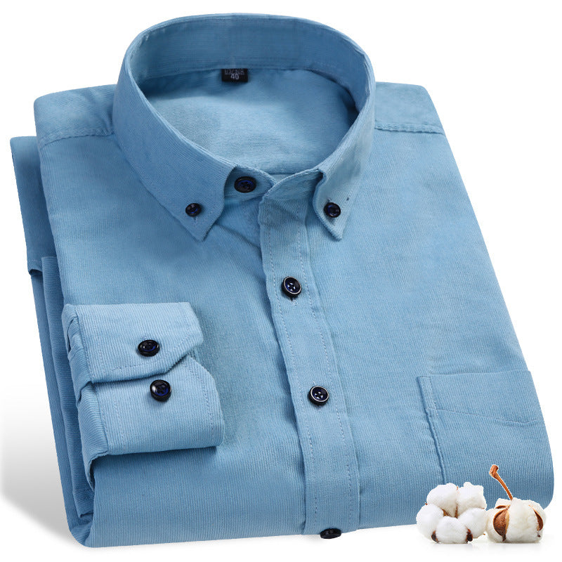 2026 Spring and Autumn New Men's Pure Cotton Corduroy Long Sleeve Shirt Men's Casual Cotton Large Size Shirt Wholesale Dropshipping