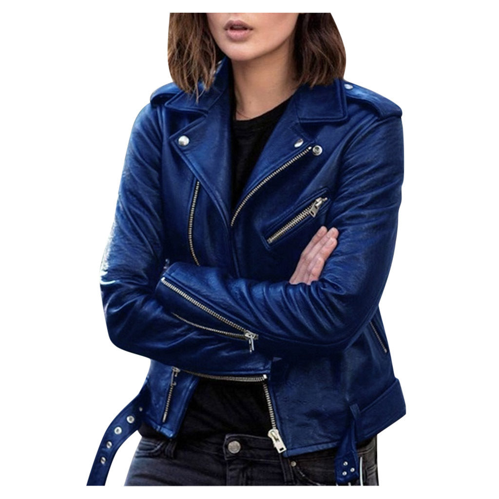 Women's Leather Jacket 2025 New Autumn Short Spring Korean Version Pu Motorcycle Jacket Slim Fit Winter Leather Jacket