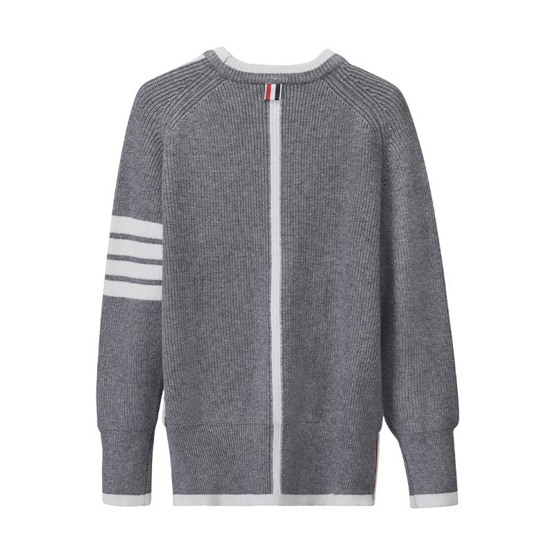 BROWIN TB New Wool Round Neck Pullover Sweater Korean Casual Base Jacket for Men and Women