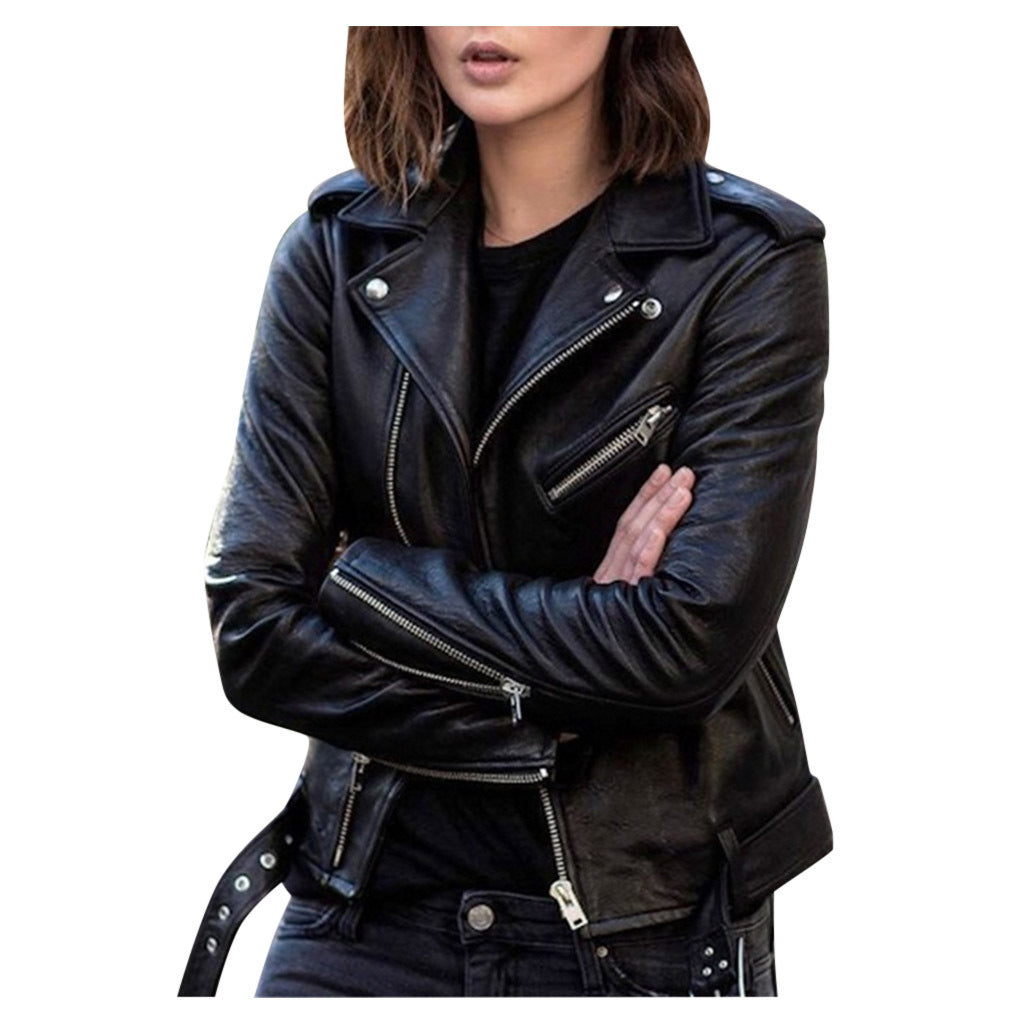 Women's Leather Jacket 2025 New Autumn Short Spring Korean Version Pu Motorcycle Jacket Slim Fit Winter Leather Jacket