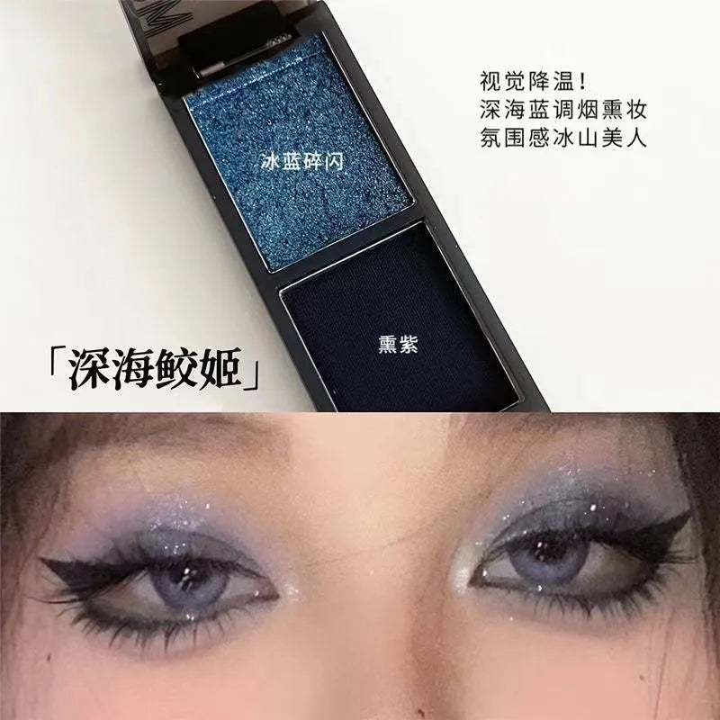 Biya 2 Color Eyeshadow Protable Red Black Plate Matte Eye Shadow Dark Smoky Cosmetics Makeup Party Halloween Diy Makeup