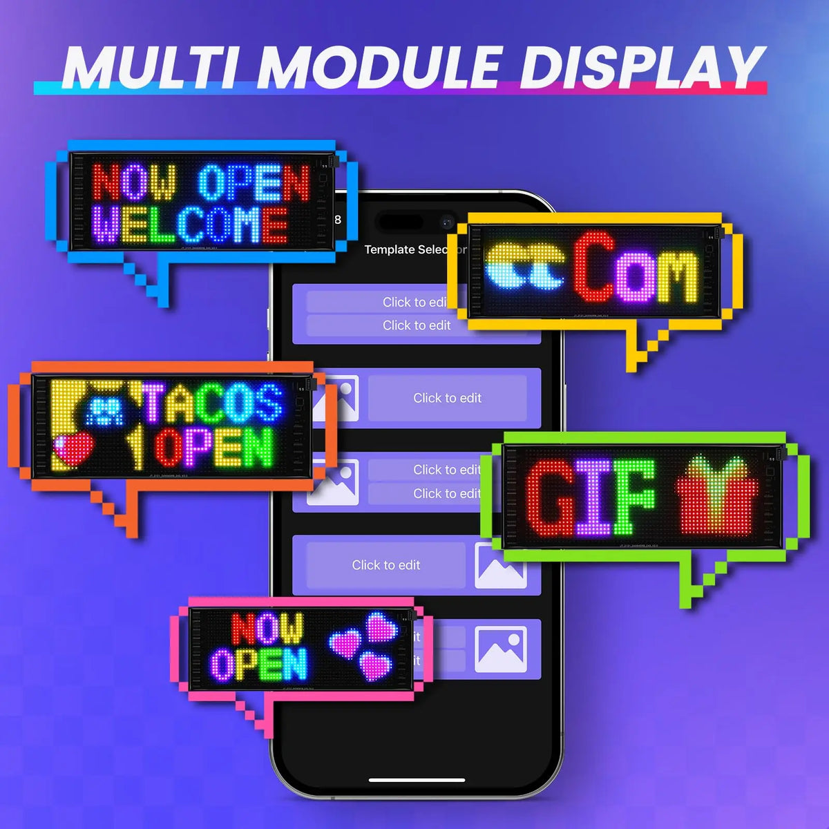 Scrolling LED Light Sign Bluetooth APP Control LED Panel Custom Text Message Pattern Programmable Matrix Display for Car Store