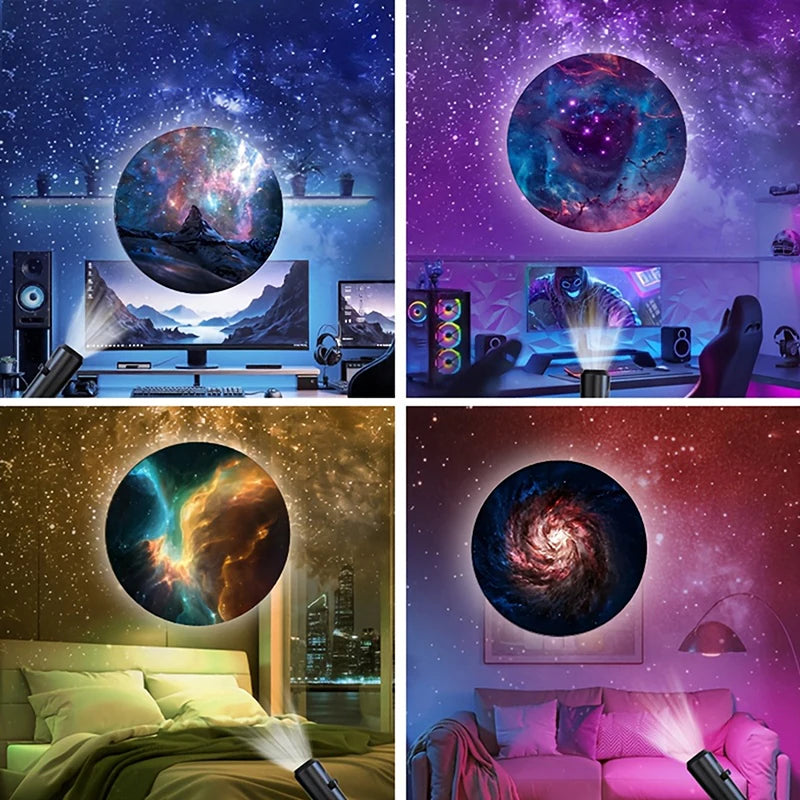 LED Galaxy Projector, Starry Sky Lighting Night Light LED Galaxy Projection Light 1 Light+10 Pictures ChangeUniversal Box