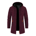 High-quality Fabric Men Sweater Stylish Medium Length Hooded Zipper Cardigan Versatile Men's Outerwear for Fall/winter Men Solid