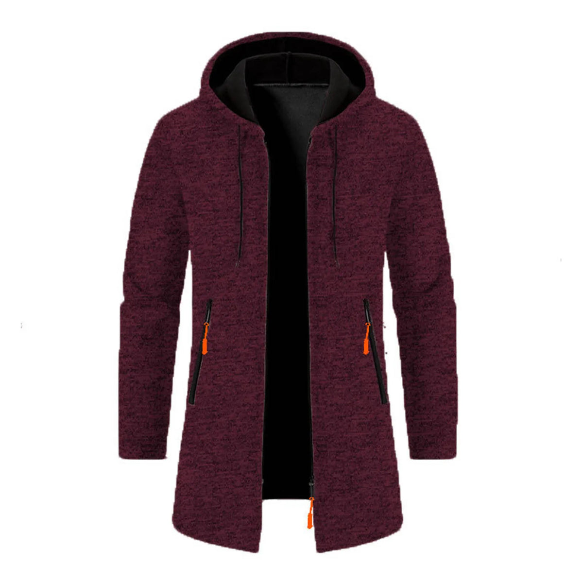 High-quality Fabric Men Sweater Stylish Medium Length Hooded Zipper Cardigan Versatile Men's Outerwear for Fall/winter Men Solid