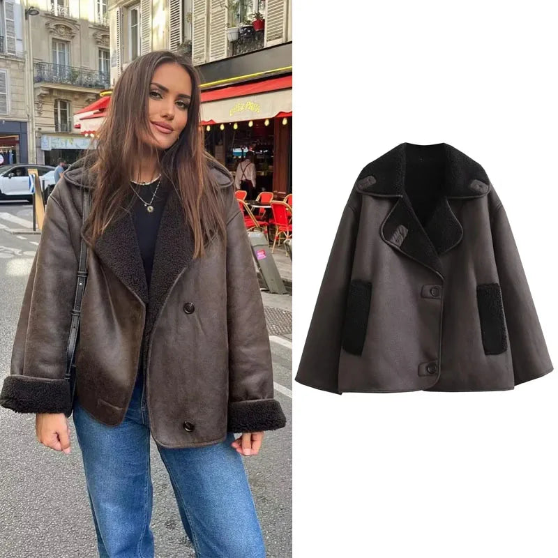 MUJER 2025 Woman Thick Faux Leather Jackets for Women Autumn Winter Warm Coats Female Demi-season Plush Jacket Women