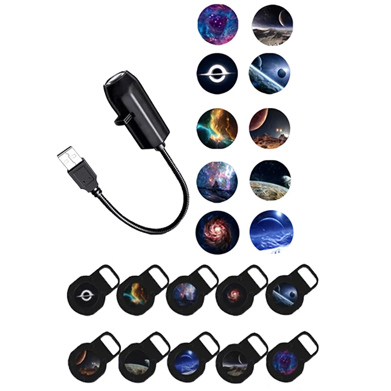 LED Galaxy Projector, Starry Sky Lighting Night Light LED Galaxy Projection Light 1 Light+10 Pictures ChangeUniversal Box