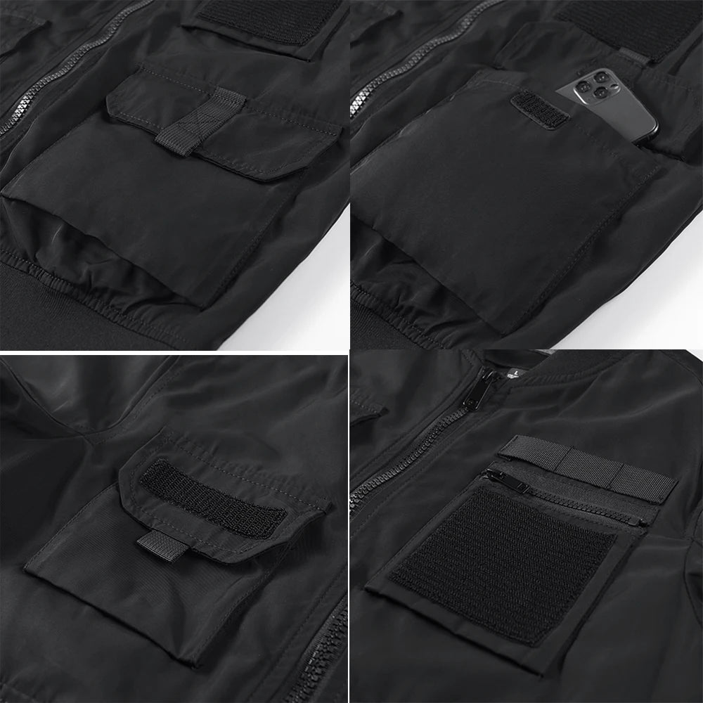 Spring And Autumn New Men's Jacket Solid Color Multi-Pocket Zipper Jacket Fashion Simple Casual Versatile Mening's Clothing