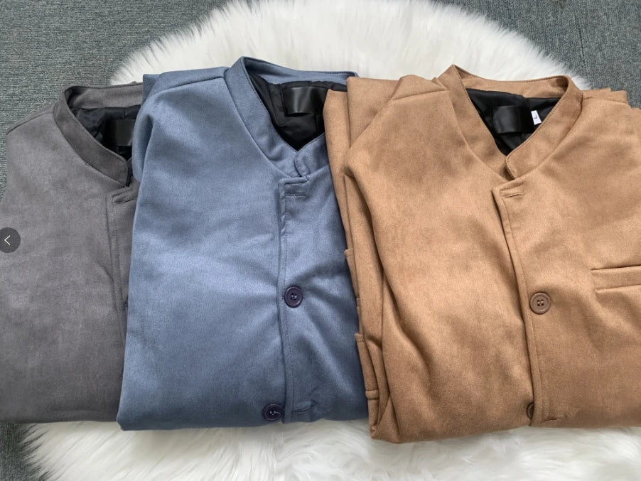 Men's Lightweight Casual Soft Pocket Stand Up Collar Jacket for Daily Vacation Breathable Solid Color Fashion Top Versatile