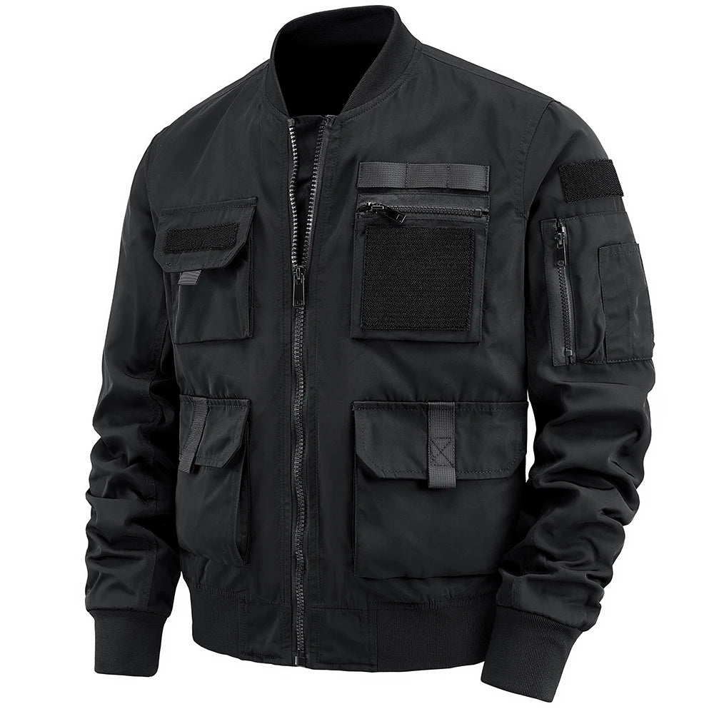 Spring And Autumn New Men's Jacket Solid Color Multi-Pocket Zipper Jacket Fashion Simple Casual Versatile Mening's Clothing