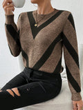 New Autumn and Winter Geometric Pattern Round Neck Long-Sleeved Knitted Sweater