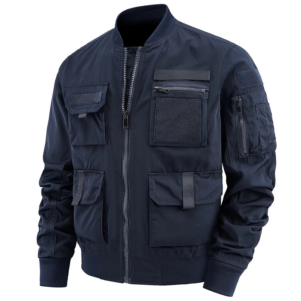 Spring And Autumn New Men's Jacket Solid Color Multi-Pocket Zipper Jacket Fashion Simple Casual Versatile Mening's Clothing