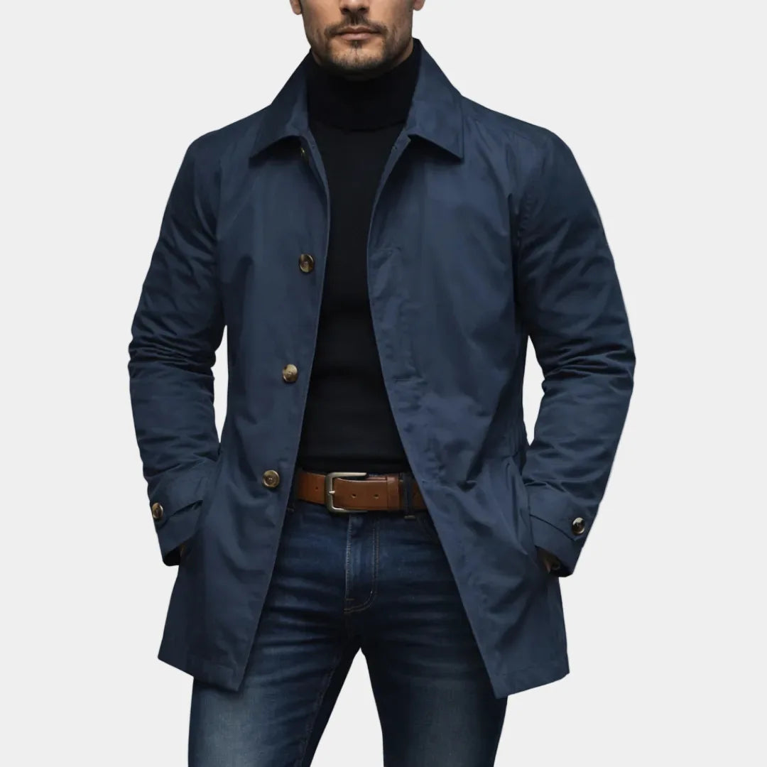 Men's Jacket High-end Casual Jacket Retro Waterproof Long-sleeved Cardigan Trench Coat Men's Clothing