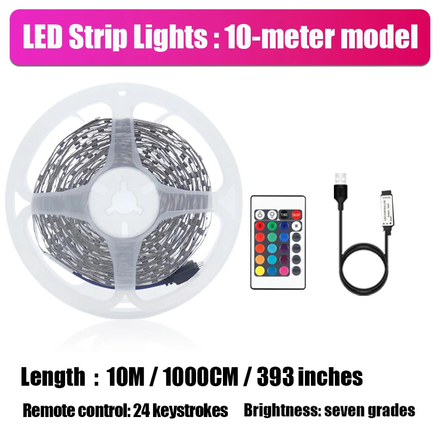 Smart LED Light Strip with Built-in Microphone and Music Sync, USB Powered, Wireless App and Remote Control, Multiple Sizes for