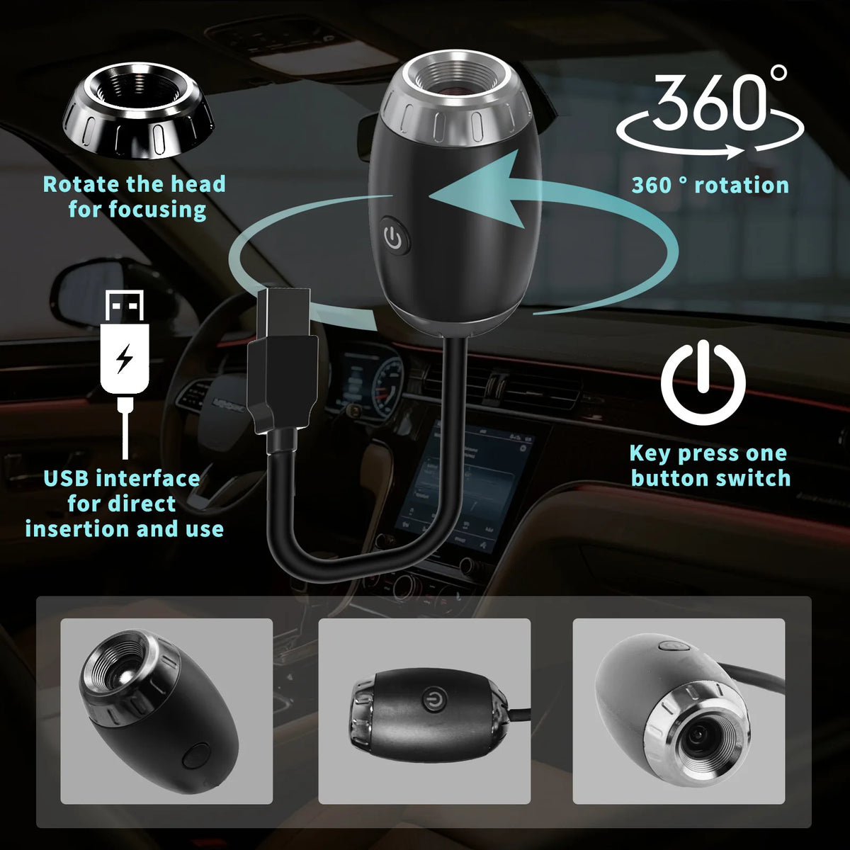 LED Car Atmosphere Projector Light, Large Range Projection Galaxy Starry Sky Ambient Lamp Night Light for Bedroom Car Roof Decor