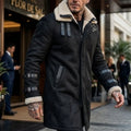New Winter Windproof Jacket - Mid-length Warm Fleece Coat Double Collar Double-layered Outdoor Warm Coat Street  Mens Jacket