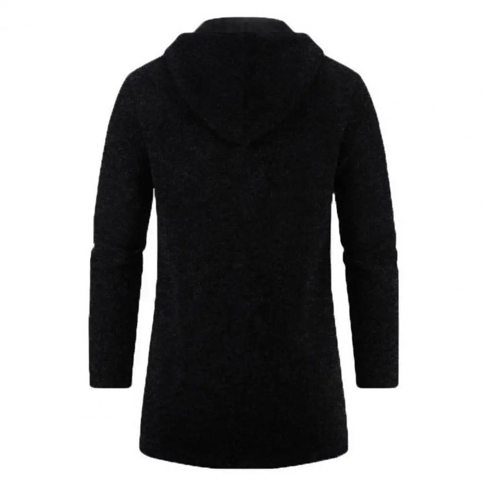 High-quality Fabric Men Sweater Stylish Medium Length Hooded Zipper Cardigan Versatile Men's Outerwear for Fall/winter Men Solid