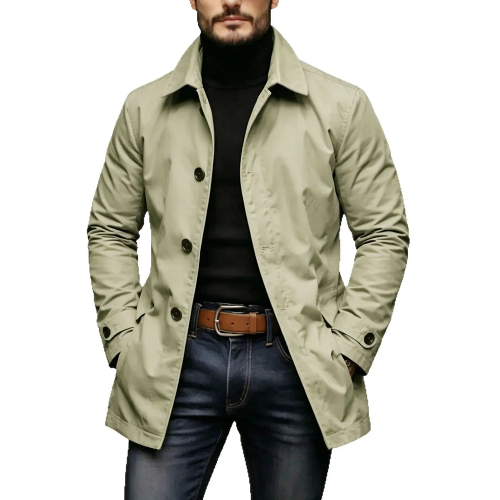 Men's Jacket High-end Casual Jacket Retro Waterproof Long-sleeved Cardigan Trench Coat Men's Clothing