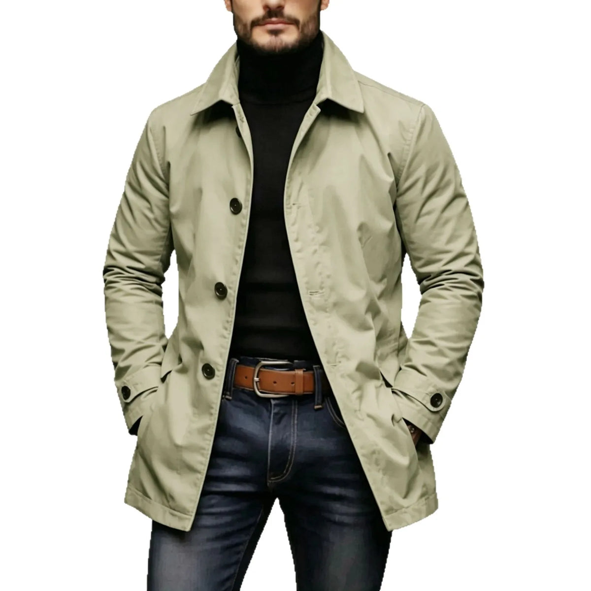 Men's Jacket High-end Casual Jacket Retro Waterproof Long-sleeved Cardigan Trench Coat Men's Clothing