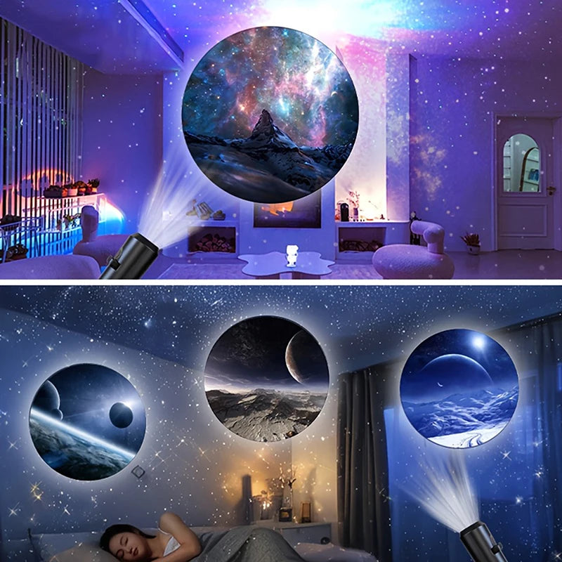 LED Galaxy Projector, Starry Sky Lighting Night Light LED Galaxy Projection Light 1 Light+10 Pictures ChangeUniversal Box