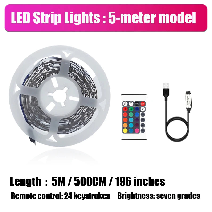 Smart LED Light Strip with Built-in Microphone and Music Sync, USB Powered, Wireless App and Remote Control, Multiple Sizes for