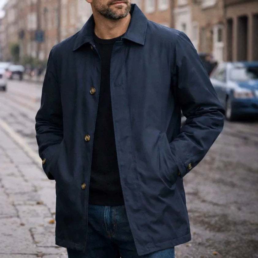 Men's Jacket High-end Casual Jacket Retro Waterproof Long-sleeved Cardigan Trench Coat Men's Clothing
