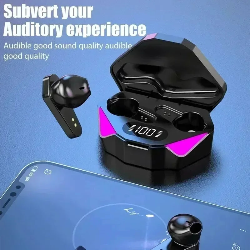 TWS Gaming Earbuds Wireless Bluetooth Earphones With Mic Bass Audio Sound Positioning 9D Stereo Music