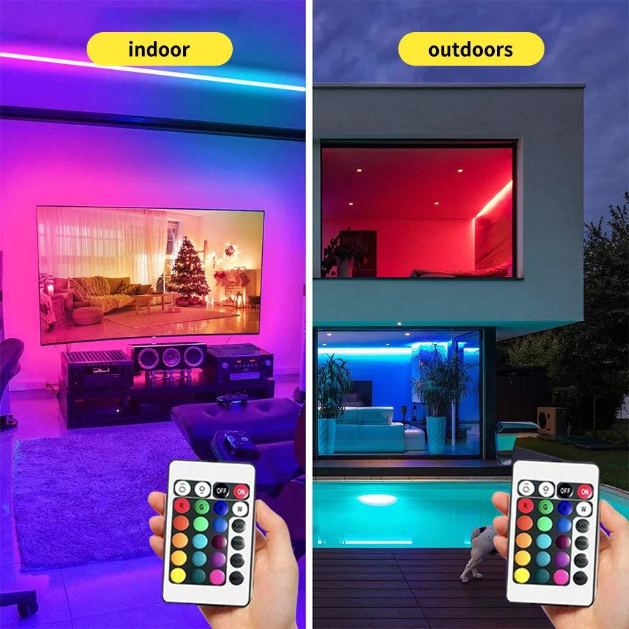 Smart LED Light Strip with Built-in Microphone and Music Sync, USB Powered, Wireless App and Remote Control, Multiple Sizes for