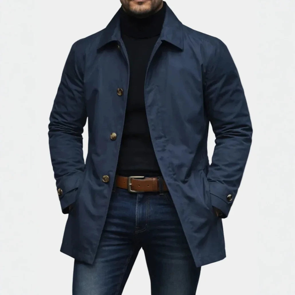 Men's Jacket High-end Casual Jacket Retro Waterproof Long-sleeved Cardigan Trench Coat Men's Clothing