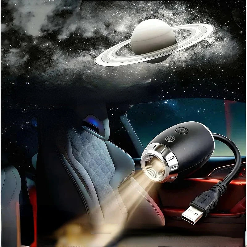 LED Car Atmosphere Projector Light, Large Range Projection Galaxy Starry Sky Ambient Lamp Night Light for Bedroom Car Roof Decor