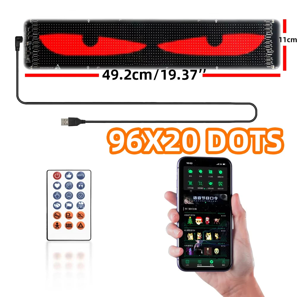 Scrolling LED Light Sign Bluetooth APP Control LED Panel Custom Text Message Pattern Programmable Matrix Display for Car Store