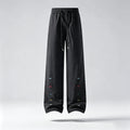 Mens Streetwear Wide Leg Pants Elastic Waist Drawstring Colorful Embroidery Ornament Loose Straight Casual Trousers