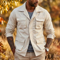 Spring/Autumn Men's Multi-pocket Cargo Jacket | Thin & Practical Streetwear Solid Color Outerwear [New Arrival]