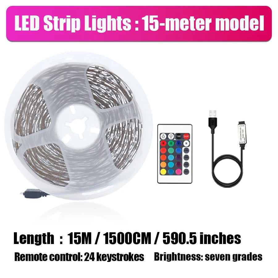 Smart LED Light Strip with Built-in Microphone and Music Sync, USB Powered, Wireless App and Remote Control, Multiple Sizes for