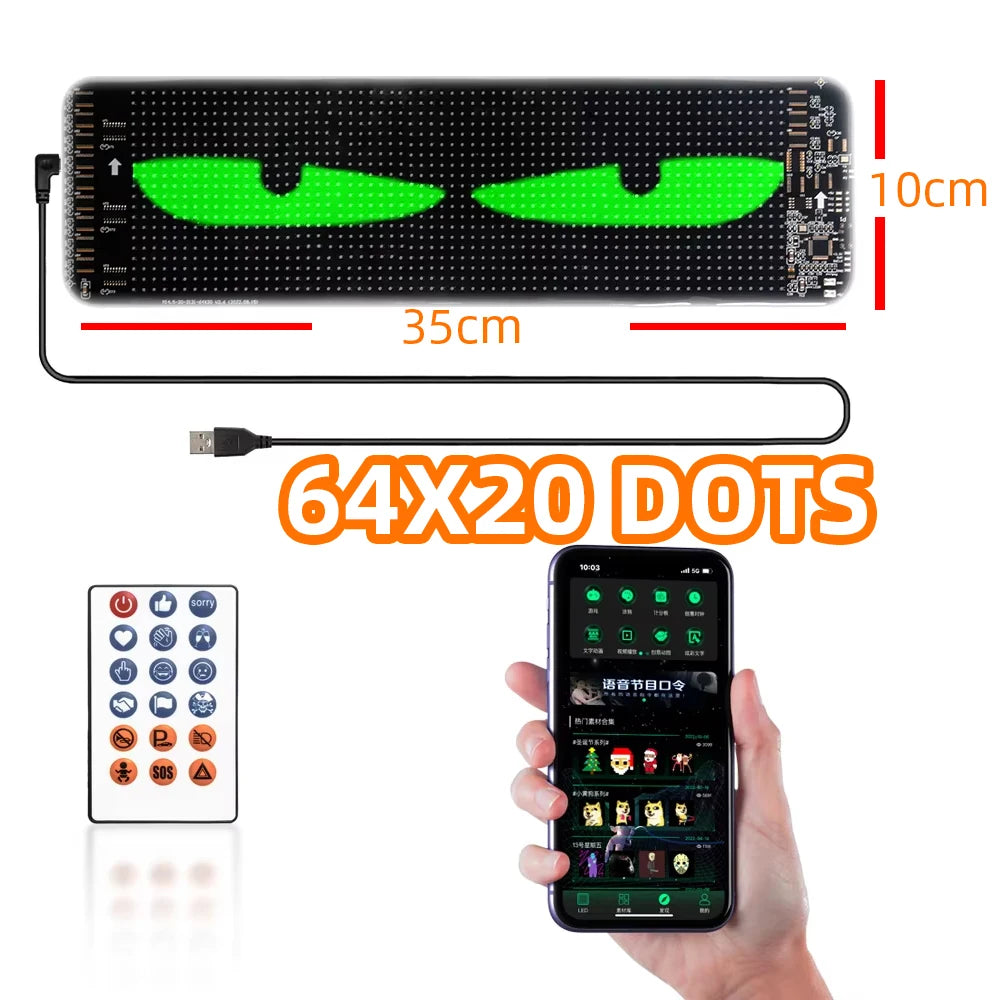 Scrolling LED Light Sign Bluetooth APP Control LED Panel Custom Text Message Pattern Programmable Matrix Display for Car Store